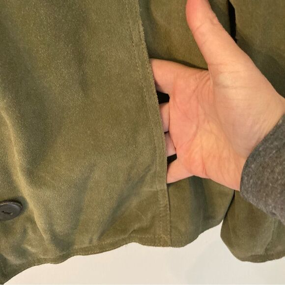 J. Jill Women’s 100% leather moss green coat/jacket. GUC! Size medium! - Picture 4 of 8